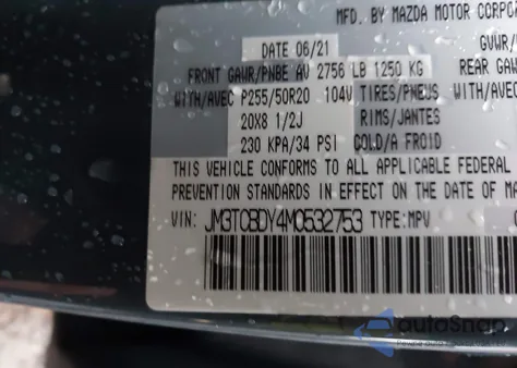 2021 Mazda Cx-9 Carbon Edition z USA, uszkodzony, nr VIN JM3TCBDY4M0532753